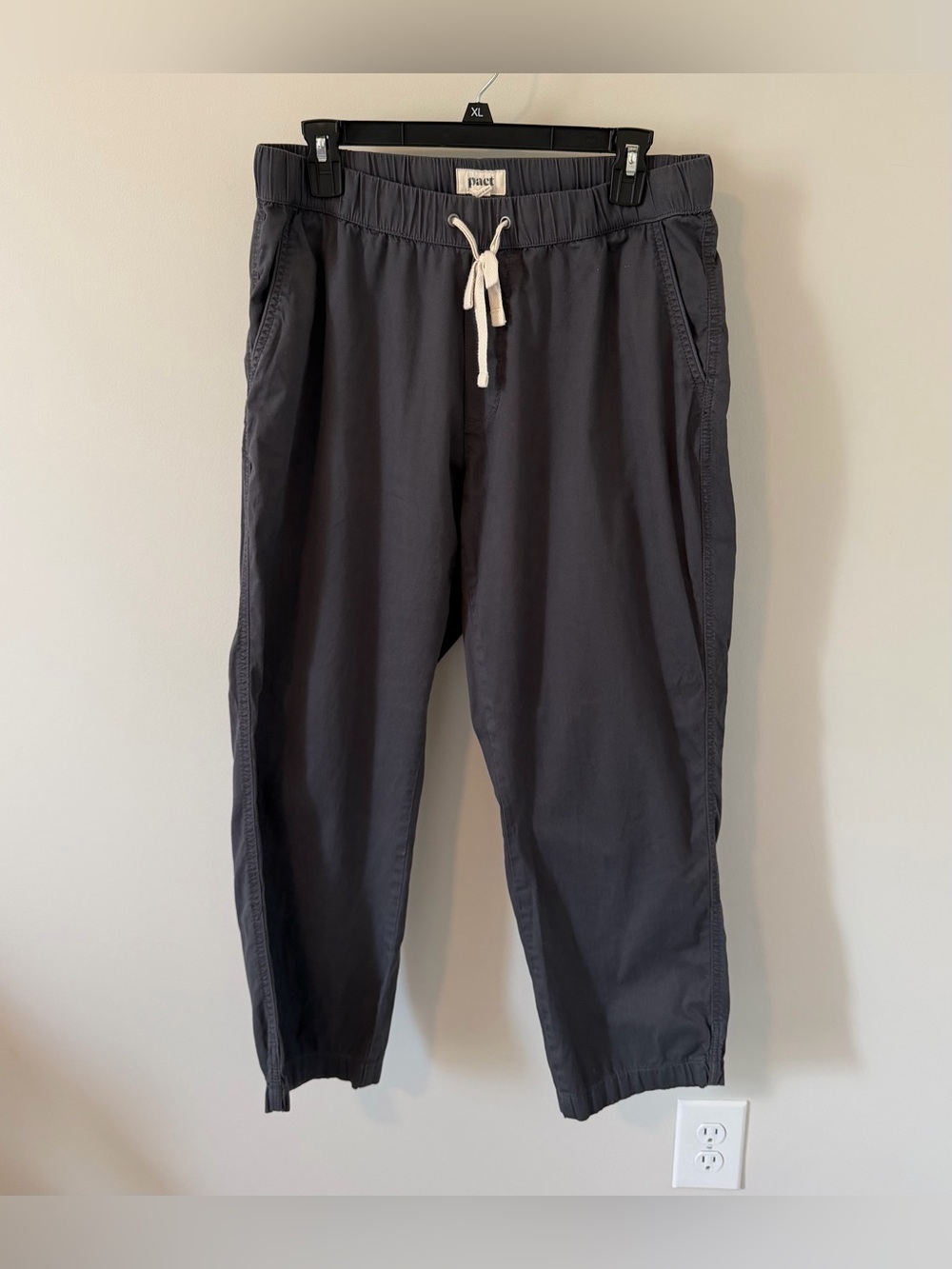 Pact Organic Cotton Twill Crop Pant Gray Women’s Size Large